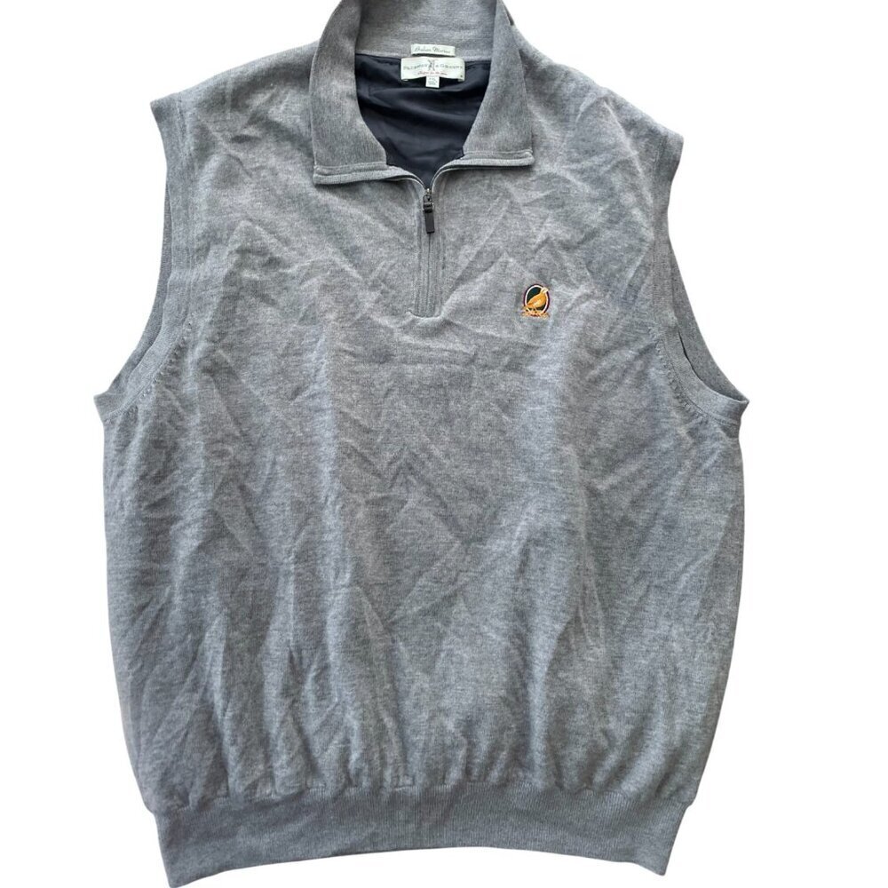 Fairway & Greene Grey Men's Merino Wool 1/4 Zip Sleeveless Golf Vest XXL